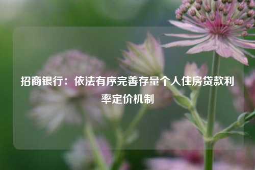 招商银行：依法有序完善存量个人住房贷款利率定价机制