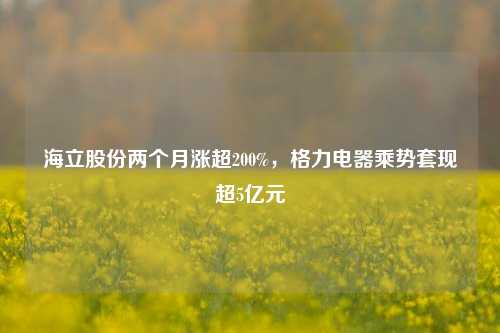 海立股份两个月涨超200%，格力电器乘势套现超5亿元