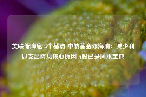 美联储降息25个基点 中航基金邓海清：减少利息支出降息核心原因 A股已是风水宝地