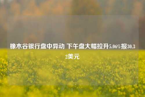 橡木谷银行盘中异动 下午盘大幅拉升5.06%报30.32美元