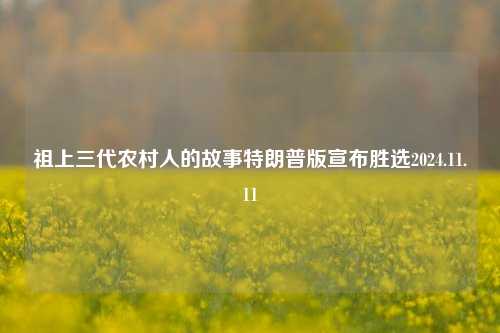 祖上三代农村人的故事特朗普版宣布胜选2024.11.11