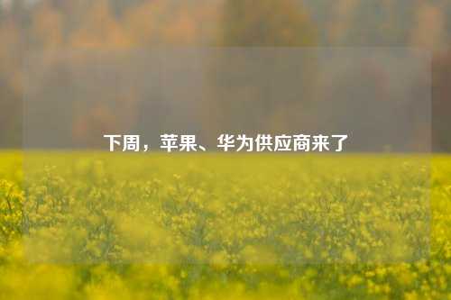 下周，苹果、华为供应商来了