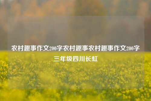 农村趣事作文200字农村趣事农村趣事作文200字三年级四川长虹