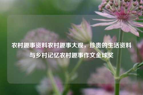 农村趣事资料农村趣事大观，珍贵的生活资料与乡村记忆农村趣事作文金球奖