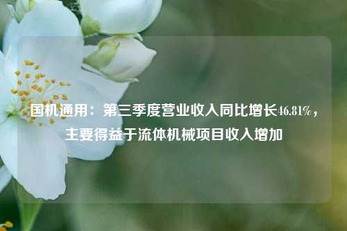 国机通用：第三季度营业收入同比增长46.81%，主要得益于流体机械项目收入增加