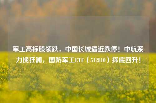 军工高标股领跌，中国长城逼近跌停！中航系力挽狂澜，国防军工ETF（512810）探底回升！