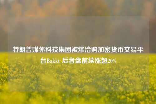 特朗普媒体科技集团被爆洽购加密货币交易平台Bakkt 后者盘前续涨超20%