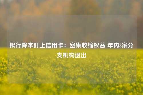 银行降本盯上信用卡：密集收缩权益 年内3家分支机构退出