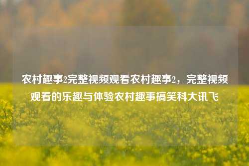 农村趣事2完整视频观看农村趣事2，完整视频观看的乐趣与体验农村趣事搞笑科大讯飞