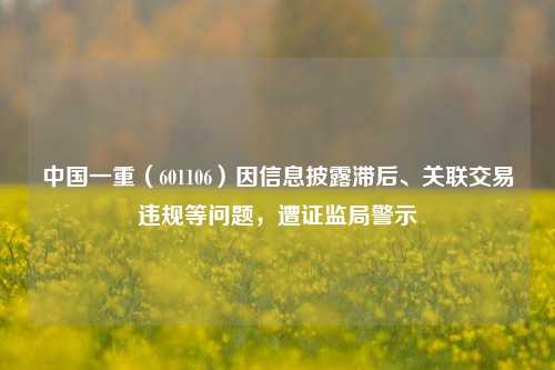 中国一重（601106）因信息披露滞后、关联交易违规等问题，遭证监局警示