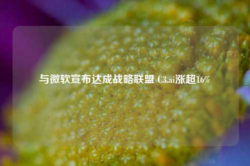 与微软宣布达成战略联盟 C3.ai涨超16%