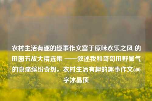 农村生活有趣的趣事作文富于原味欢乐之风 的田园五故大精选集 ——叙述我和哥哥田野暑气的隐痛缤纷奇想。农村生活有趣的趣事作文600字冰晶顶