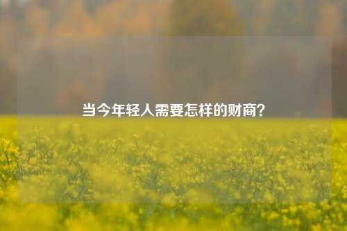 当今年轻人需要怎样的财商？