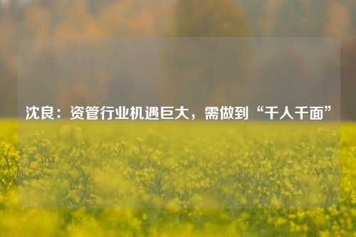 沈良：资管行业机遇巨大，需做到“千人千面”