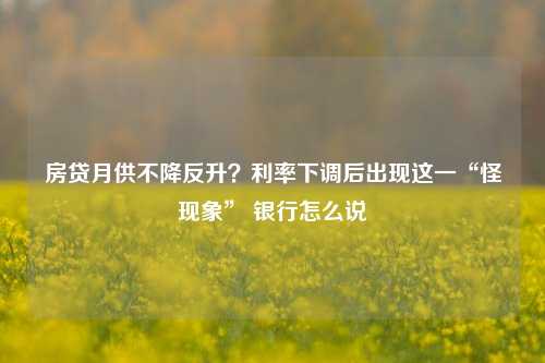 房贷月供不降反升？利率下调后出现这一“怪现象” 银行怎么说