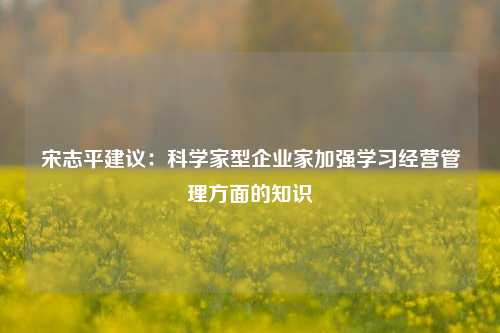 宋志平建议：科学家型企业家加强学习经营管理方面的知识