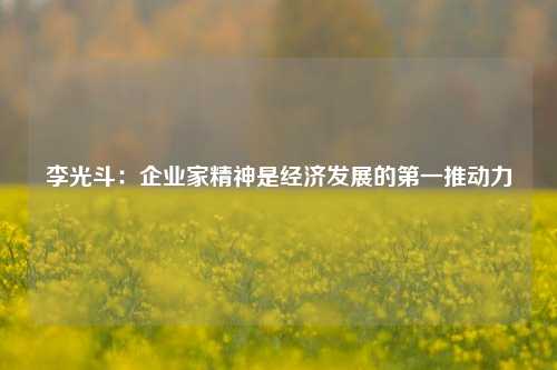 李光斗：企业家精神是经济发展的第一推动力