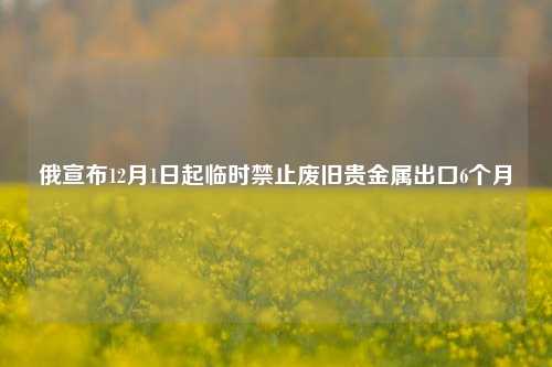 俄宣布12月1日起临时禁止废旧贵金属出口6个月