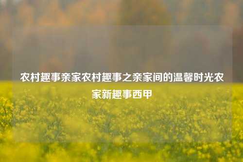 农村趣事亲家农村趣事之亲家间的温馨时光农家新趣事西甲