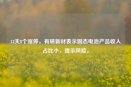 13天8个涨停，有研新材表示固态电池产品收入占比小，提示风险。