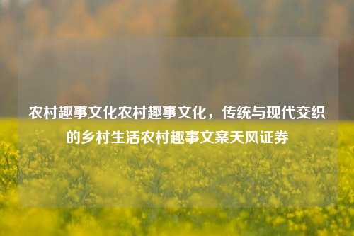 农村趣事文化农村趣事文化，传统与现代交织的乡村生活农村趣事文案天风证券