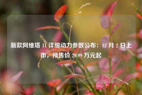 新款阿维塔 11 详细动力参数公布：12 月 2 日上市，预售价 29.99 万元起