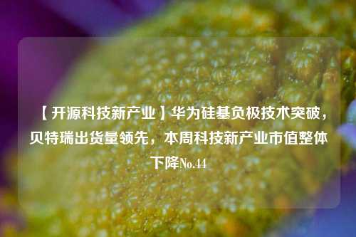 【开源科技新产业】华为硅基负极技术突破，贝特瑞出货量领先，本周科技新产业市值整体下降No.44