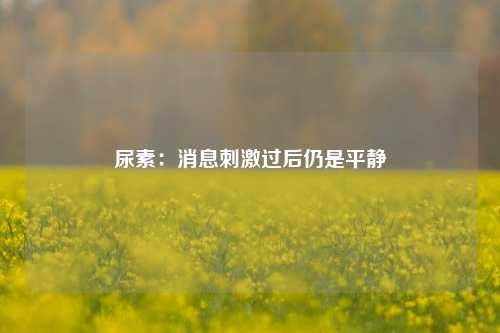 尿素：消息刺激过后仍是平静