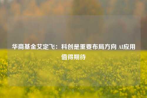 华商基金艾定飞：科创是重要布局方向 AI应用值得期待