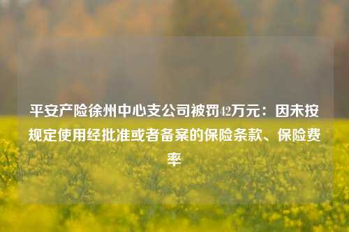 平安产险徐州中心支公司被罚42万元：因未按规定使用经批准或者备案的保险条款、保险费率