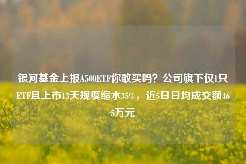 银河基金上报A500ETF你敢买吗？公司旗下仅1只ETF且上市13天规模缩水35%，近5日日均成交额465万元