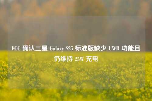 FCC 确认三星 Galaxy S25 标准版缺少 UWB 功能且仍维持 25W 充电