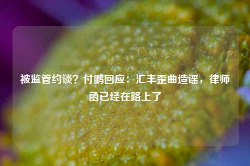 被监管约谈？付鹏回应：汇丰歪曲造谣，律师函已经在路上了