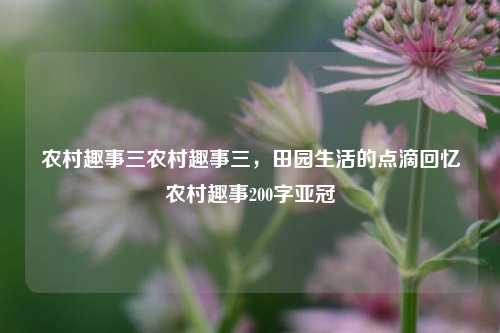 农村趣事三农村趣事三，田园生活的点滴回忆农村趣事200字亚冠