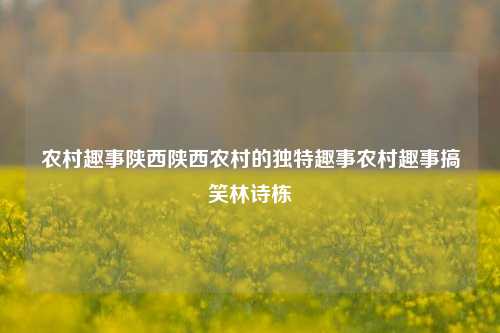 农村趣事陕西陕西农村的独特趣事农村趣事搞笑林诗栋