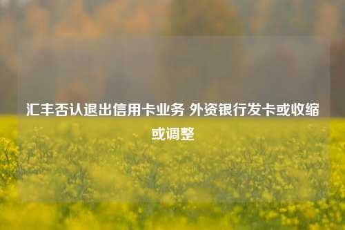 汇丰否认退出信用卡业务 外资银行发卡或收缩或调整