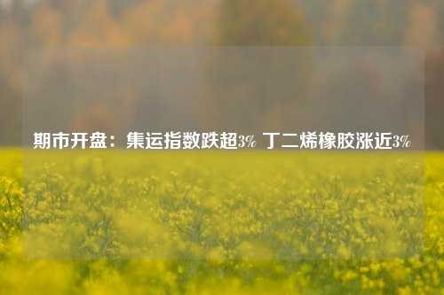 期市开盘：集运指数跌超3% 丁二烯橡胶涨近3%