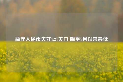 离岸人民币失守7.27关口 降至7月以来最低