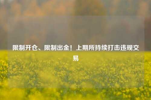 限制开仓、限制出金！上期所持续打击违规交易