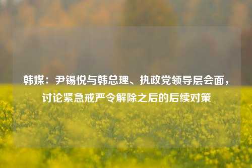 韩媒：尹锡悦与韩总理、执政党领导层会面，讨论紧急戒严令解除之后的后续对策