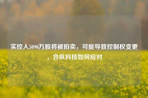 实控人5090万股将被拍卖，可能导致控制权变更，合纵科技如何应对