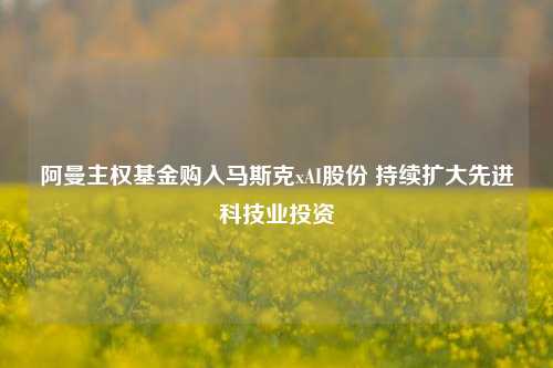 阿曼主权基金购入马斯克xAI股份 持续扩大先进科技业投资