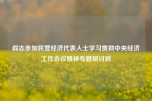 阎志参加民营经济代表人士学习贯彻中央经济工作会议精神专题研讨班